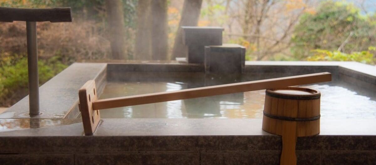 Natural springs outside in Hakone, Japan