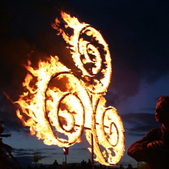 Triskele burning at Ireland's Beltane Festival.