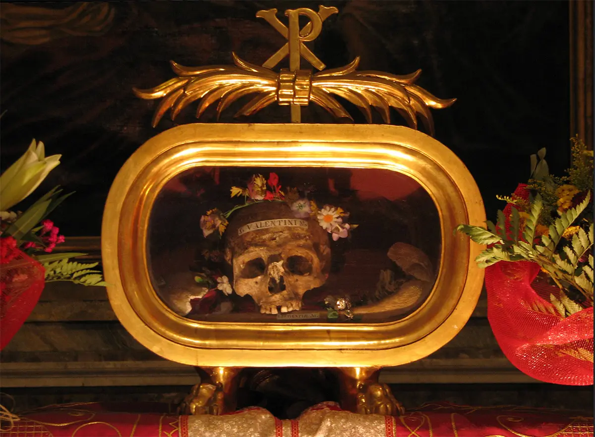 The Bones of St. Valentine in their resting place, Rome, Italy