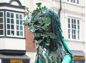 A Statue of The Greenman in the UK. Celebrating Fathers Day with The Green Man.