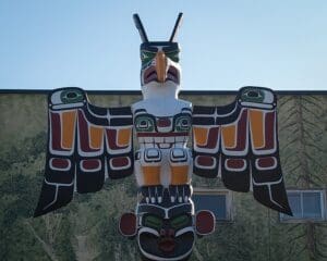 A totem standing tall in the PNW depicting the Thunderbird. A being who's attributes remind us to reflect on this fathers day.