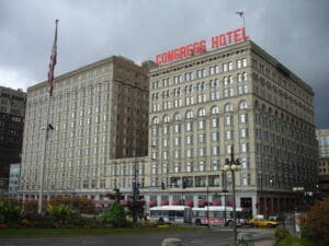 Spooky, haunted Congress Plaza Hotel in Chicago