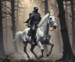 The mythical Headless Horseman, from fairy tale legend in the Black Forest of Germany