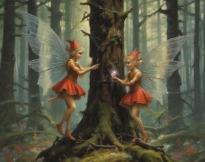 Mythical, winged elves of the Black Forest