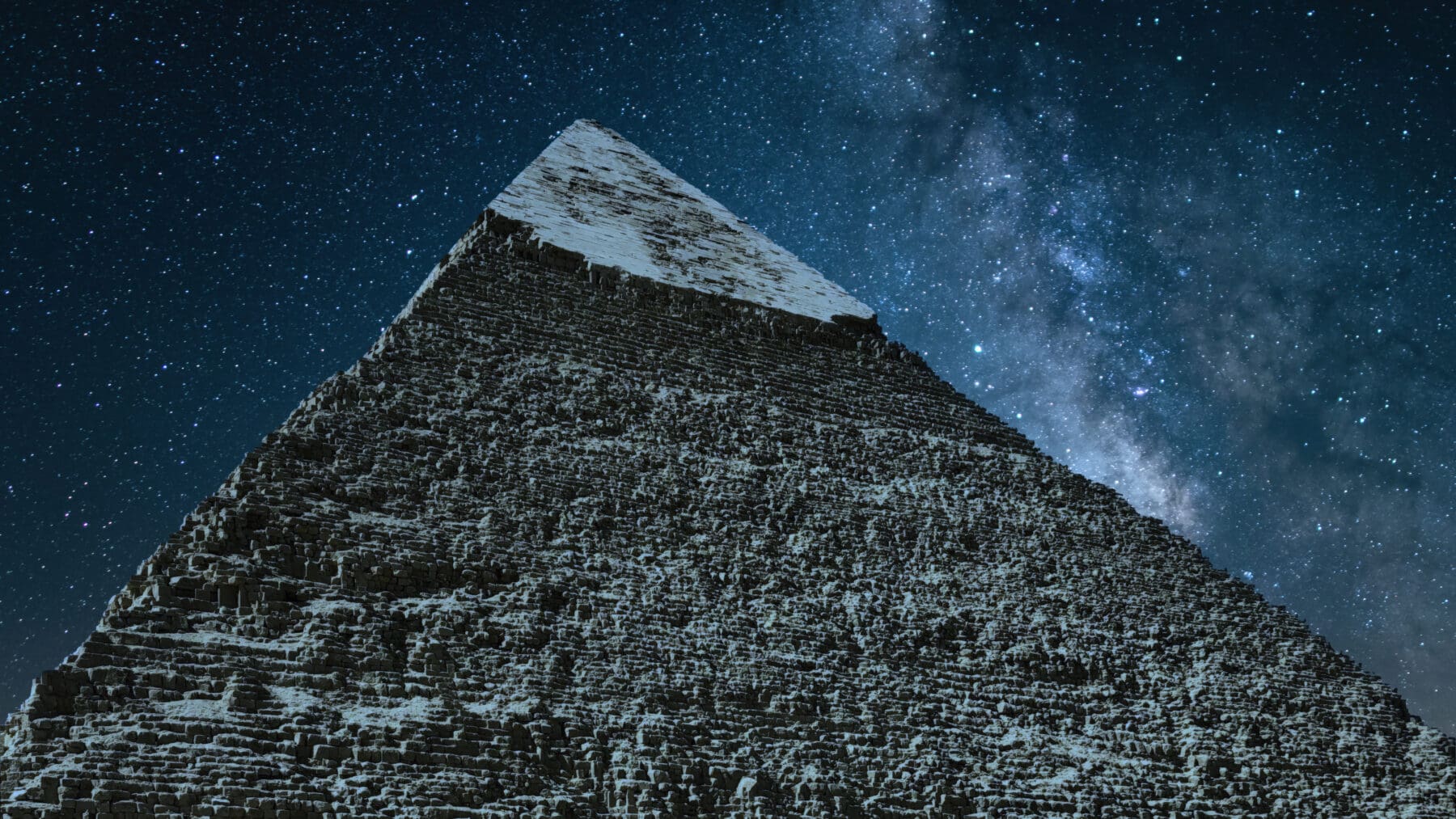 Egypt Giza Pyramid of Khafre and Milky Way Galaxy in the Night Sky