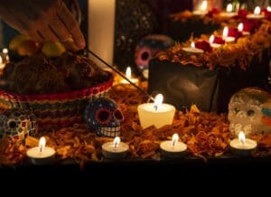 Dia De Los Muertos altar for the ancestors. Did De Los Metros is a mixture of Catholic and indigenous superstition. Book an adventure tour with us for other unique vacation experiences