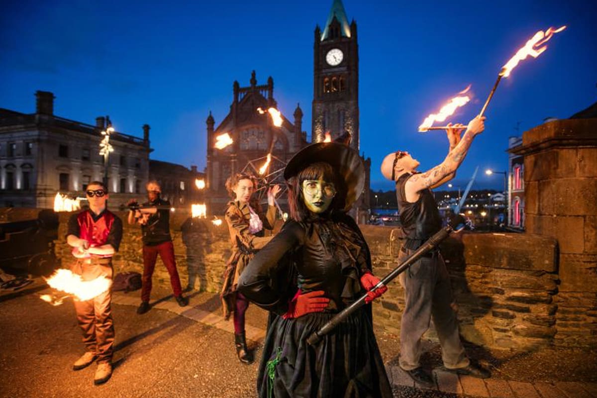 Performers in costume for Ireland's famous Puca Festival.