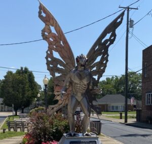 Statue of the Mothman in Point Pleasant, WV. A Mysterious Creature found on Mysterious Adventures.