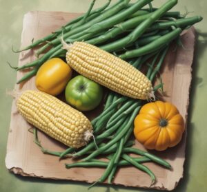 Corn, beans and squash, known as the 'Three Sisters' in Native American cultures. Thanksgiving, legends