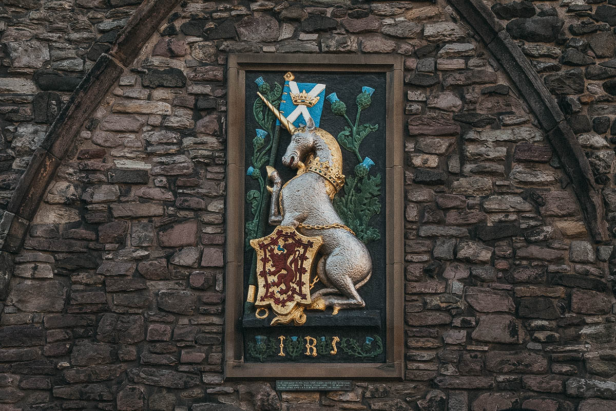 The Royal Arms of Scotland features a Unicorn at the entrance of Holyroodhouse in Edinburgh, Scotland. Myth