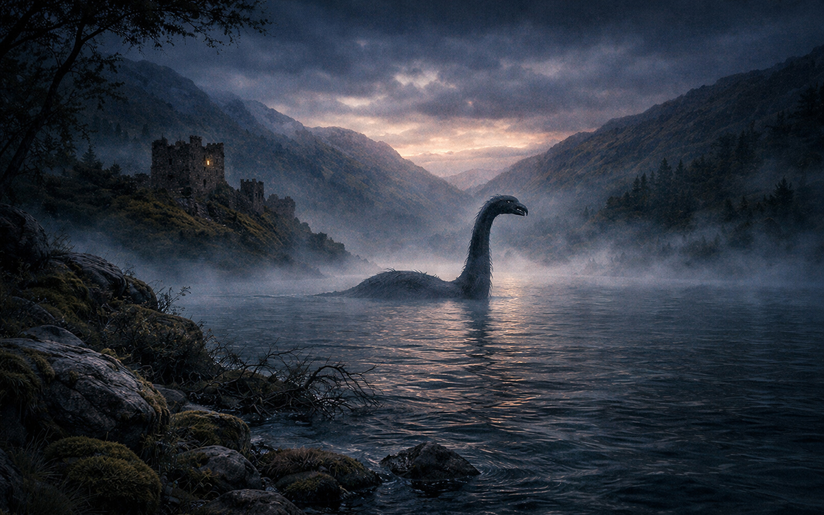 The Loch Ness Monster, one of Scotland's most notorious cryptids.